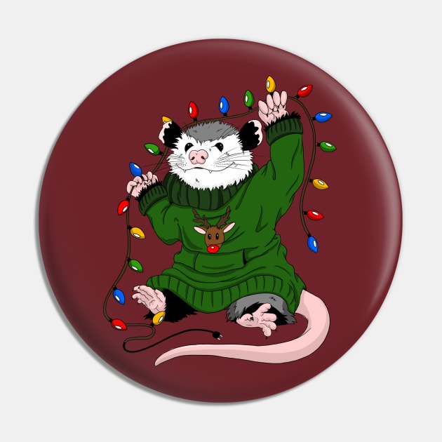 Opossum in Christmas sweater, assorting light bulbs Pin by The Christmas Lady