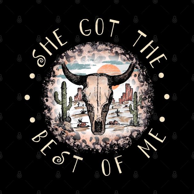 She Got The Best Of Me Country Music Leopard Bull Cactus by Monster Gaming