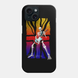 Skeleton Guitar Player, Playing Rock And Roll, Heavy Metal with UK flag in rainbow colors Phone Case