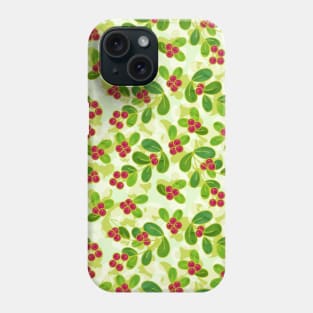 Cranberry Fruit Pattern on Green Phone Case