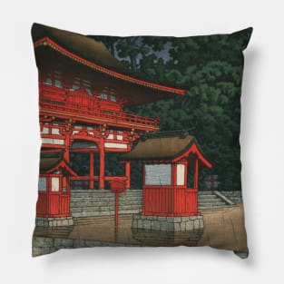 Tsushima Shrine at Aichi Prefecture by Kawase Hasui Pillow