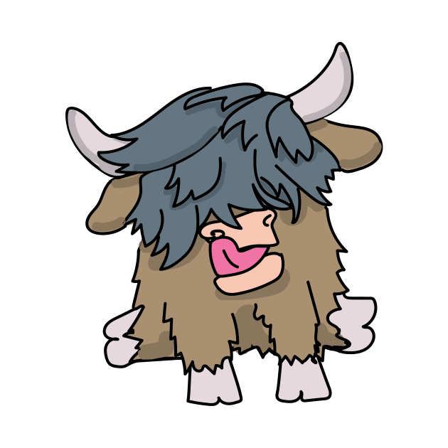 Grey Highland Cow Blep by Jgeivett