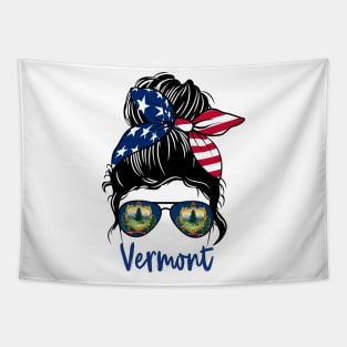 Vermont girl Messy bun , American Girl , Vermont Flag Tapestry