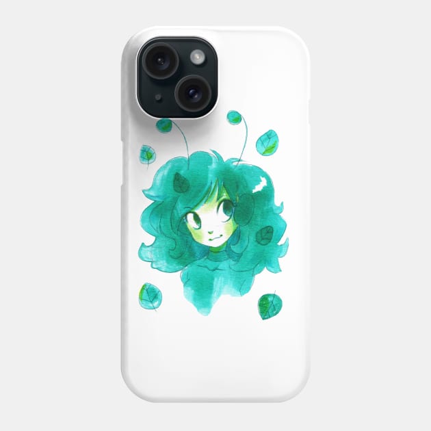 Watercolor Green Leaf Girl Phone Case by saradaboru