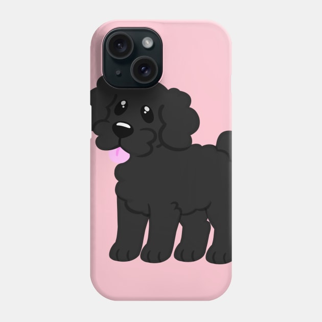 Simple Black Poodle - Pink Phone Case by leashonlife