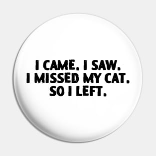 I came. I saw. I missed my cat. So I left. Pin