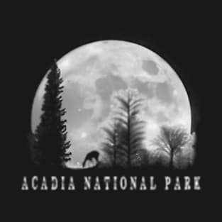 Acadia National Park Outdoors Moon And Deer T-Shirt