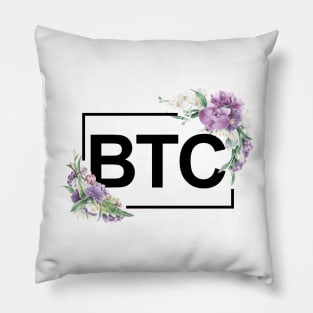 Bitcoin Orchid Border Black Pillow