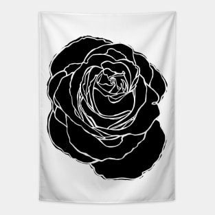 Cottage Core, Black Rose Flower Outline Tapestry