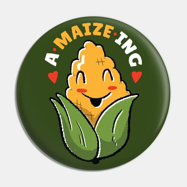 A Maize Ing // Funny Corn Cartoon Pin by SLAG_Creative