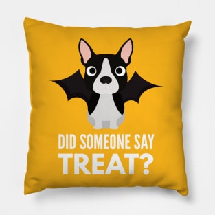 Boston Terrier Halloween Trick or Treat Pillow