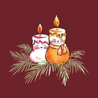 Xmas blessing cats candle T-Shirt