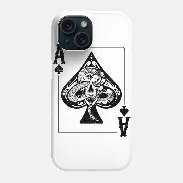 Skull and Snake Ace of Spades Poker fan gift Phone Case by Juandamurai