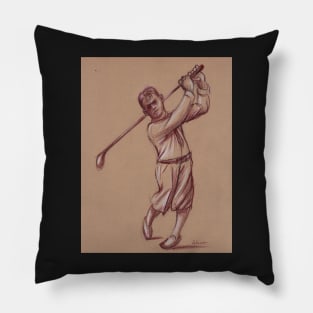 Bobby Jones - Pencil drawing of the Legendary Golfer Pillow