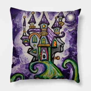 Halloween Haunted Night Castle Painting Pillow