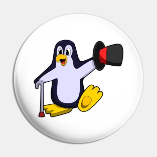 Penguin as Gentleman with Hat & Walking stick Pin