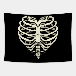 Skeleton Bones Rib Cage Hearth Funny Skull Costume Halloween Tapestry