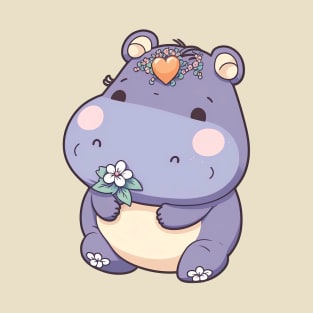 Purple Hippo in love T-Shirt