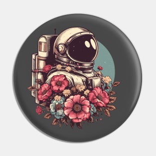 Astronaut in Flowers Pin