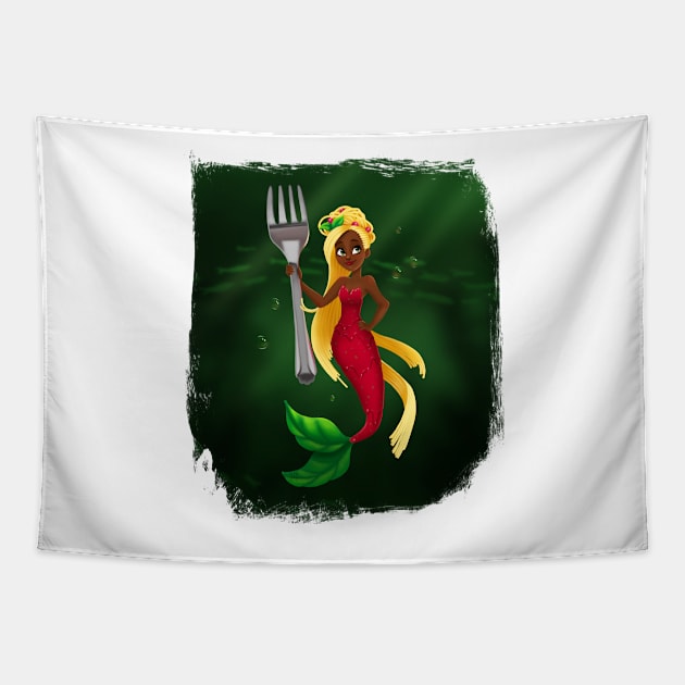 Spaghetti Mermaid Tapestry by 513KellySt