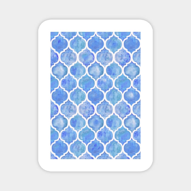 Cornflower Blue Moroccan Watercolor Pattern Magnet by micklyn