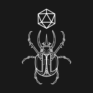 Polyhedral D20 Dice Scarab Beetle Hieroglyphs Dungeons Crawler and Dragons Slayer Tabletop RPG Addict T-Shirt