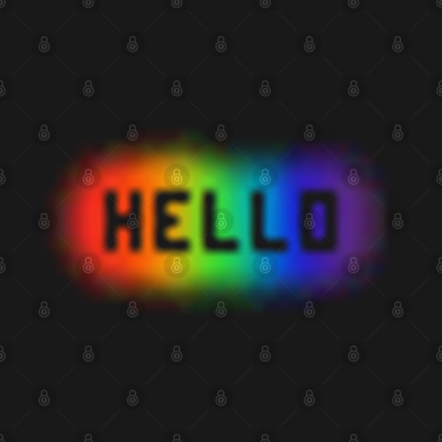 Blurry Stencilled Hello on Rainbow Spraypaint by gkillerb