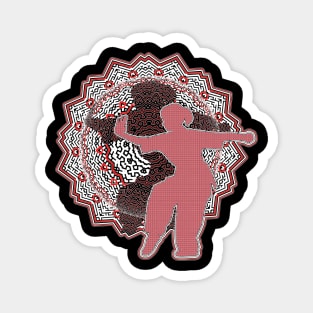 Red And Black Pattern Tai Chi Pose Magnet