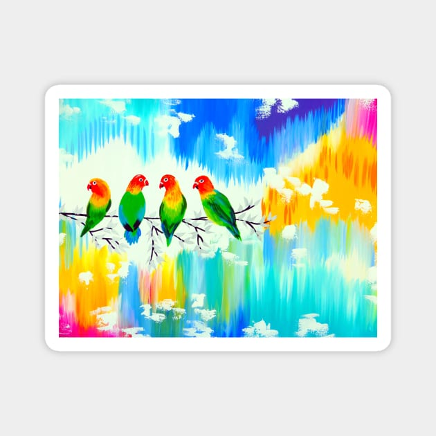 Multicolor Parrots Magnet by SheerJoy