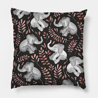 Laughing Baby Elephants – Coral Pillow