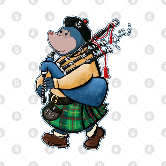 Scottish Mole Of Kintyre Marches With Bagpipes by brodyquixote