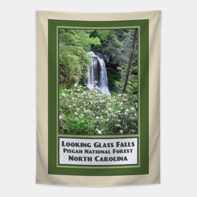 Vintage Travel Looking Glass Falls Tapestry by candhdesigns