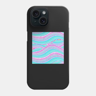 Mermaid Waves | Neon Pink, Turquoise, and Yellow Colors | Digital Illustration Phone Case