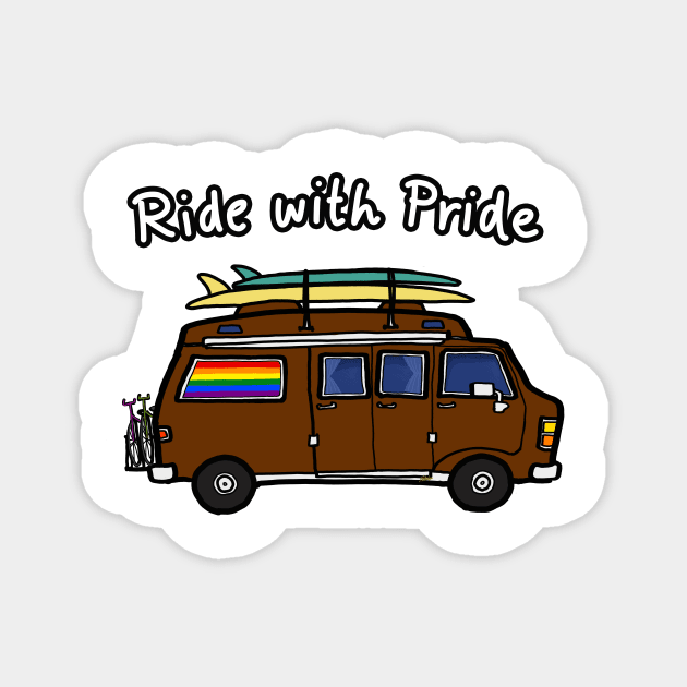 Gay Pride Ride Camper Car Road Trip Magnet by Nalidsa