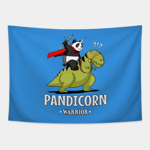 Pandicorn Panda Riding T-Rex Dinosaur Tapestry by underheaven