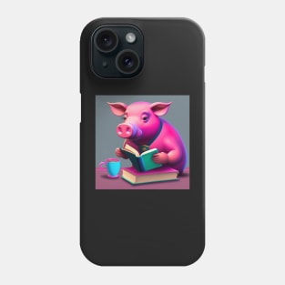 Pink Pig Reading A Book Phone Case
