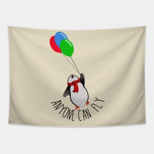 anyone can fly - penguin Tapestry