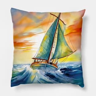 Sailing towards the sunset Pillow