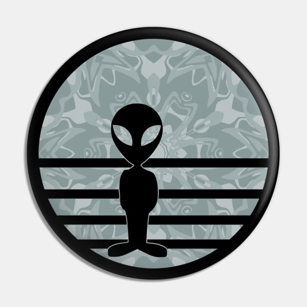 Encounters Kaleidoscope Pattern Gray Alien Sunset Silhouette Pin by Mazz M