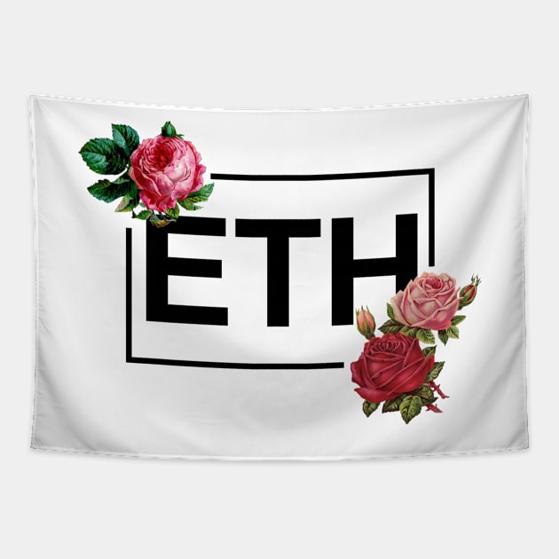 Ethereum Rose Border Black Tapestry by felixbunny