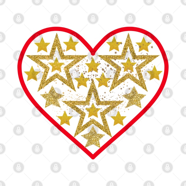 Gold stars in red heart. by Nano-none