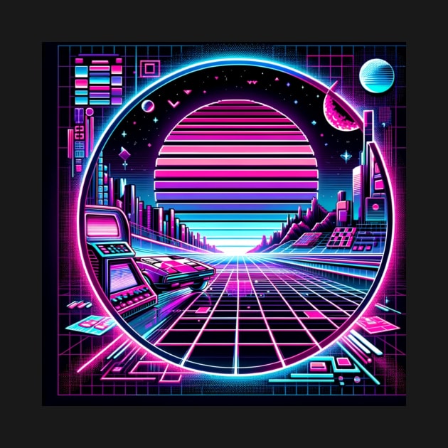 Neon Nostalgia: Retro-Futuristic Pixel Adventure by heartyARTworks