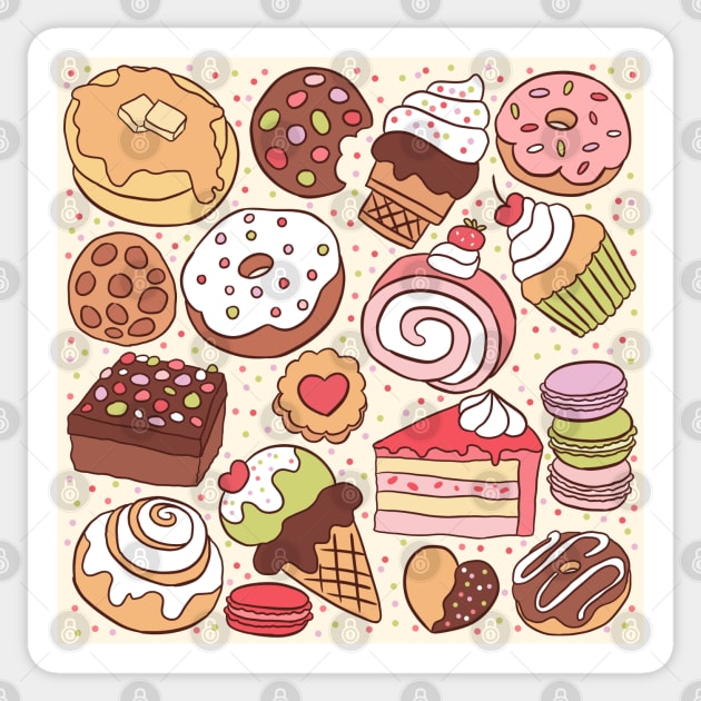 Kawaii Food Pattern - Sweet - Sticker