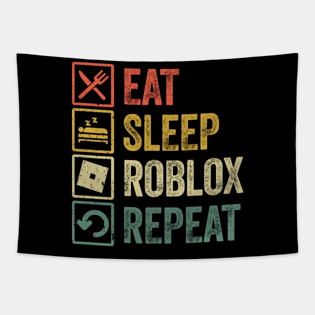 Funny eat sleep Roblox repeat retro vintage Tapestry by Lyume
