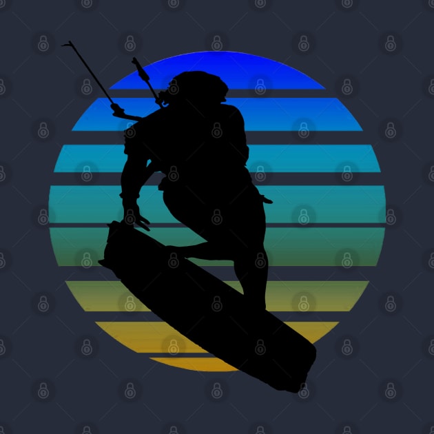 Kitesurfing Female Rider Silhouette Retro Sunset by taiche