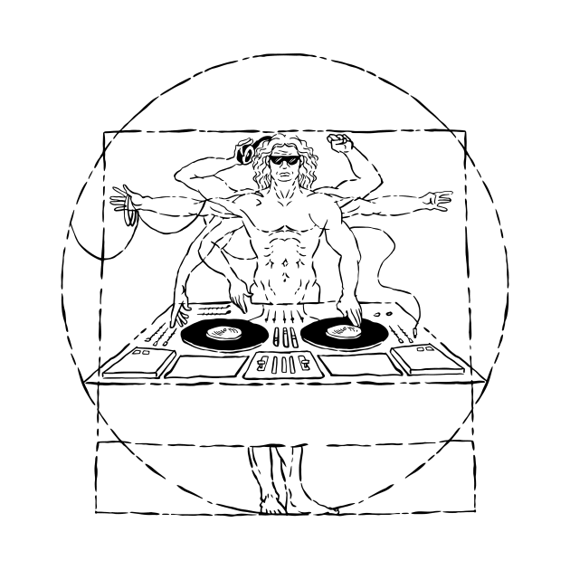 Funny Vitruvian Man DJ Disc Jockey by SLAG_Creative