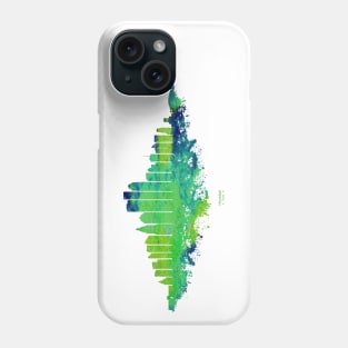 Houston City Skyline - Watercolor Green, blue Phone Case