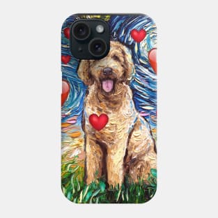 Goldendoodle Night with Hearts Phone Case