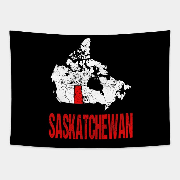 Saskatchewan Vintage Canada Map Tapestry by HyperactiveGhost