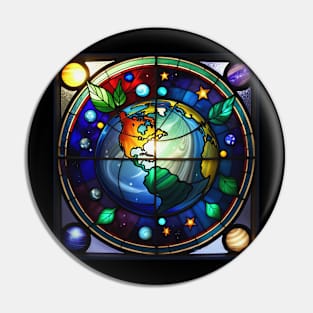 Stained Glass Earth Inspiration Pin